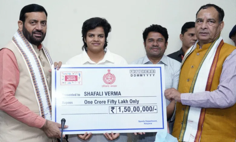 शेफाली वर्मा को हरियाणा सरकार का सम्मान, ₹1.50 करोड़ का इनाम