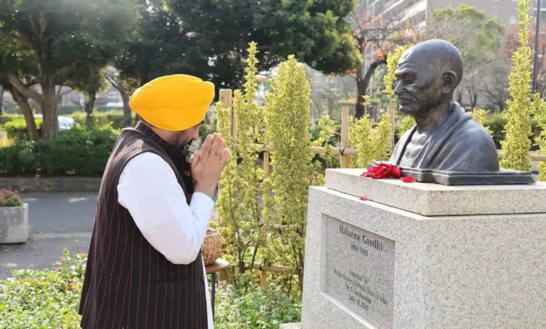 cm-bhagwant-mann-japan-visit-gandhi-tribute-edogawa-park